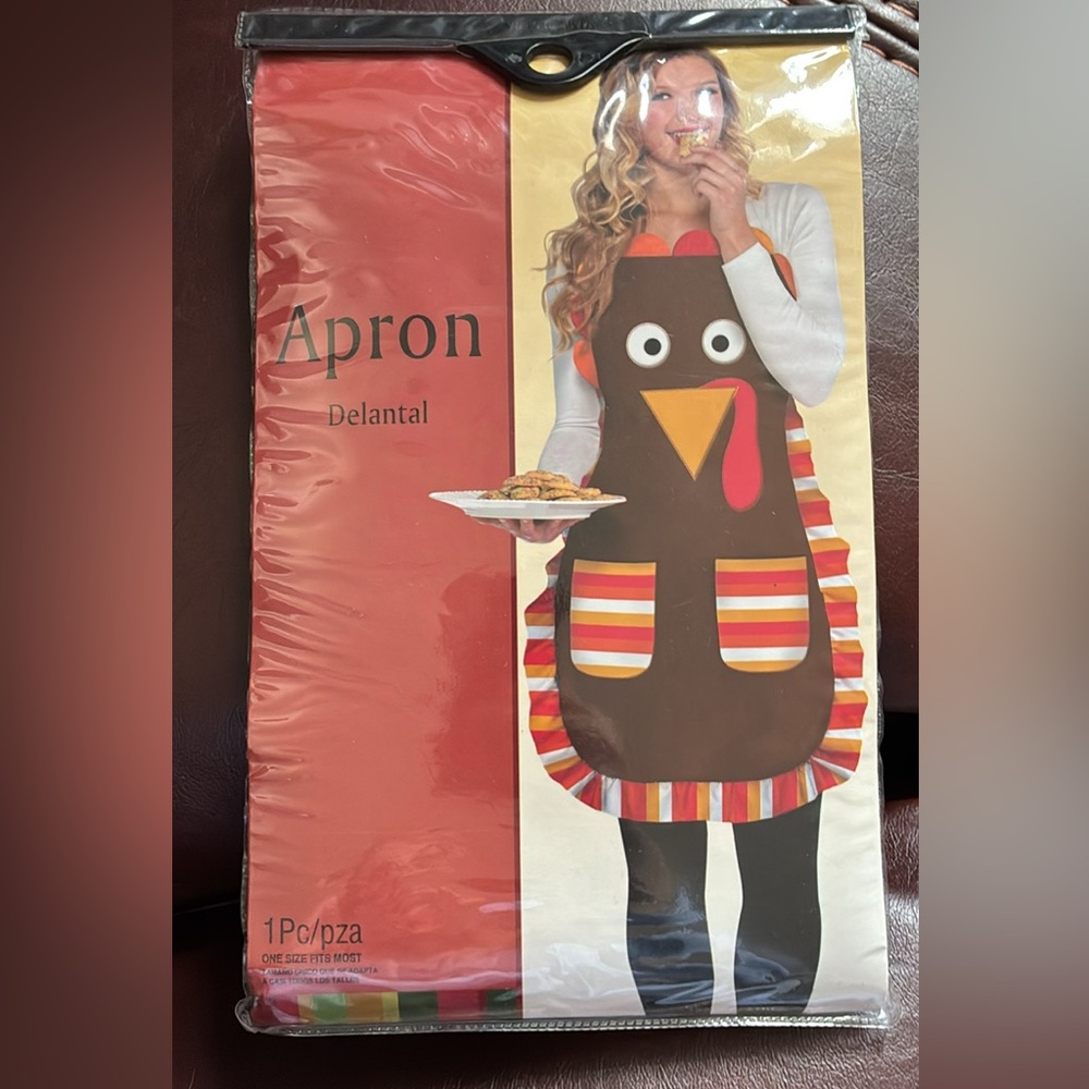 Brown Turkey Apron with Red and Orange Accents